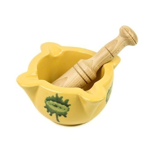 MORTERO AMARILLO 12CMS C/MANO VALENCIANO